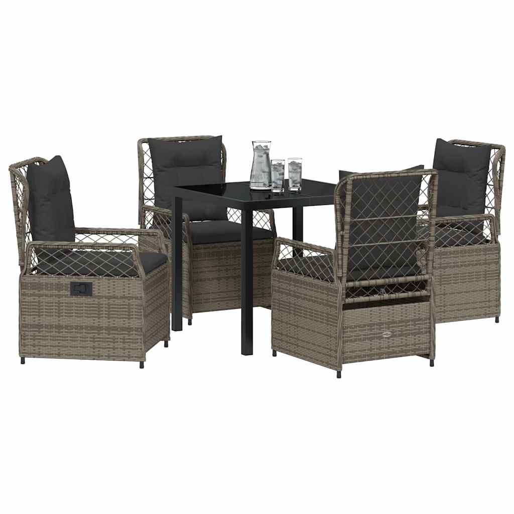 Tuin eettafelset 5 pcs Grijs poly rattan