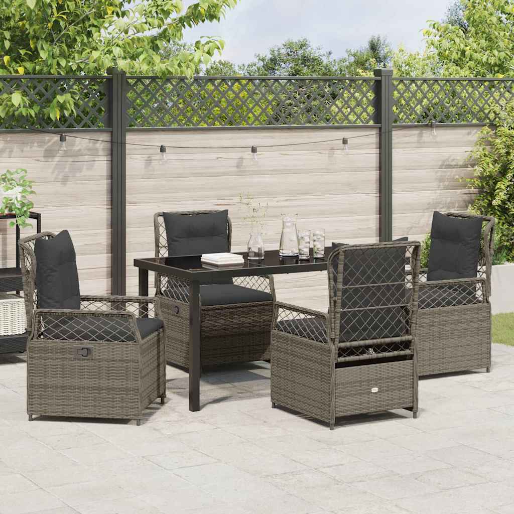 Tuin eettafelset 5 pcs Grijs poly rattan