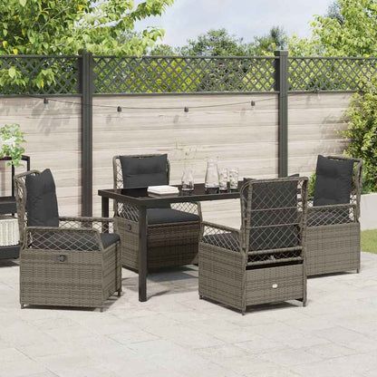 Tuin eettafelset 5 pcs Grijs poly rattan