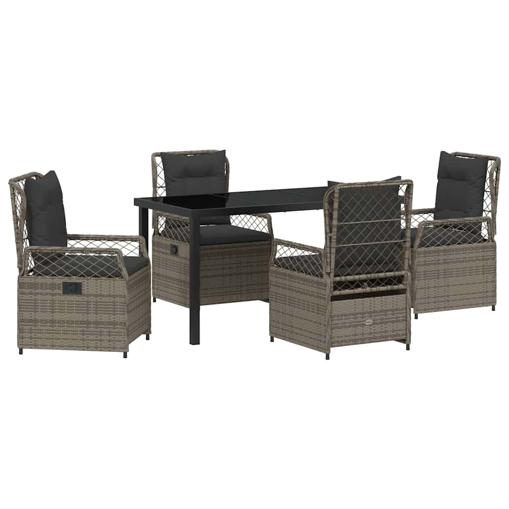 Tuin eettafelset 5 pcs Grijs poly rattan