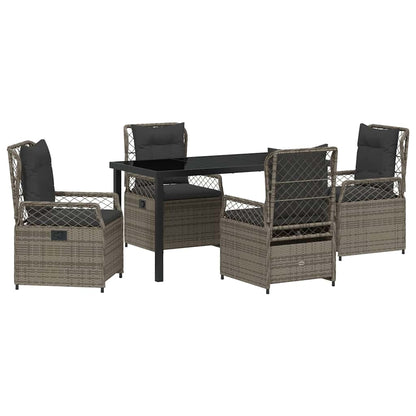 Tuin eettafelset 5 pcs Grijs poly rattan