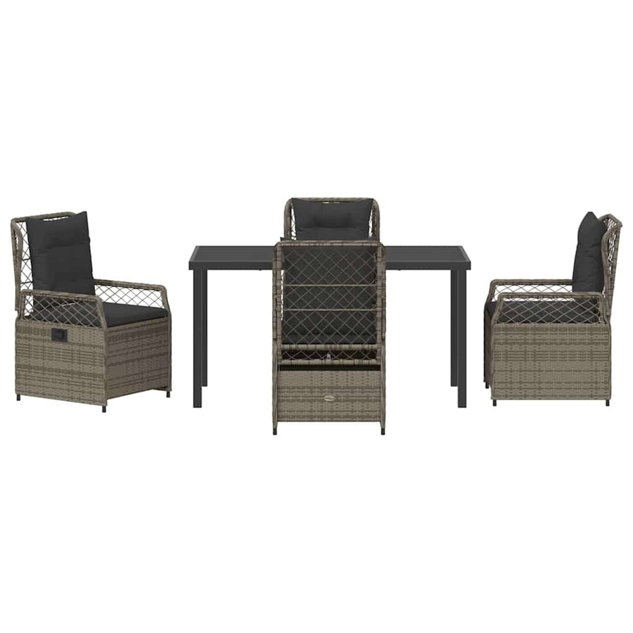 Tuin eettafelset 5 pcs Grijs poly rattan