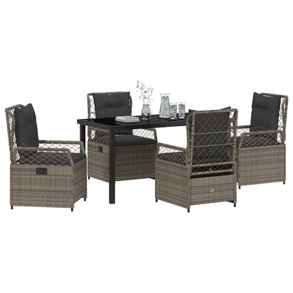 Tuin eettafelset 5 pcs Grijs poly rattan
