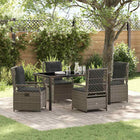 Tuin eettafelset poly rattan grijs 5-delig