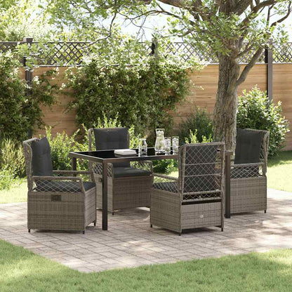 Tuin eettafelset 5 pcs Grijs poly rattan