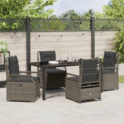 Tuin eettafelset 5 pcs Grijs poly rattan
