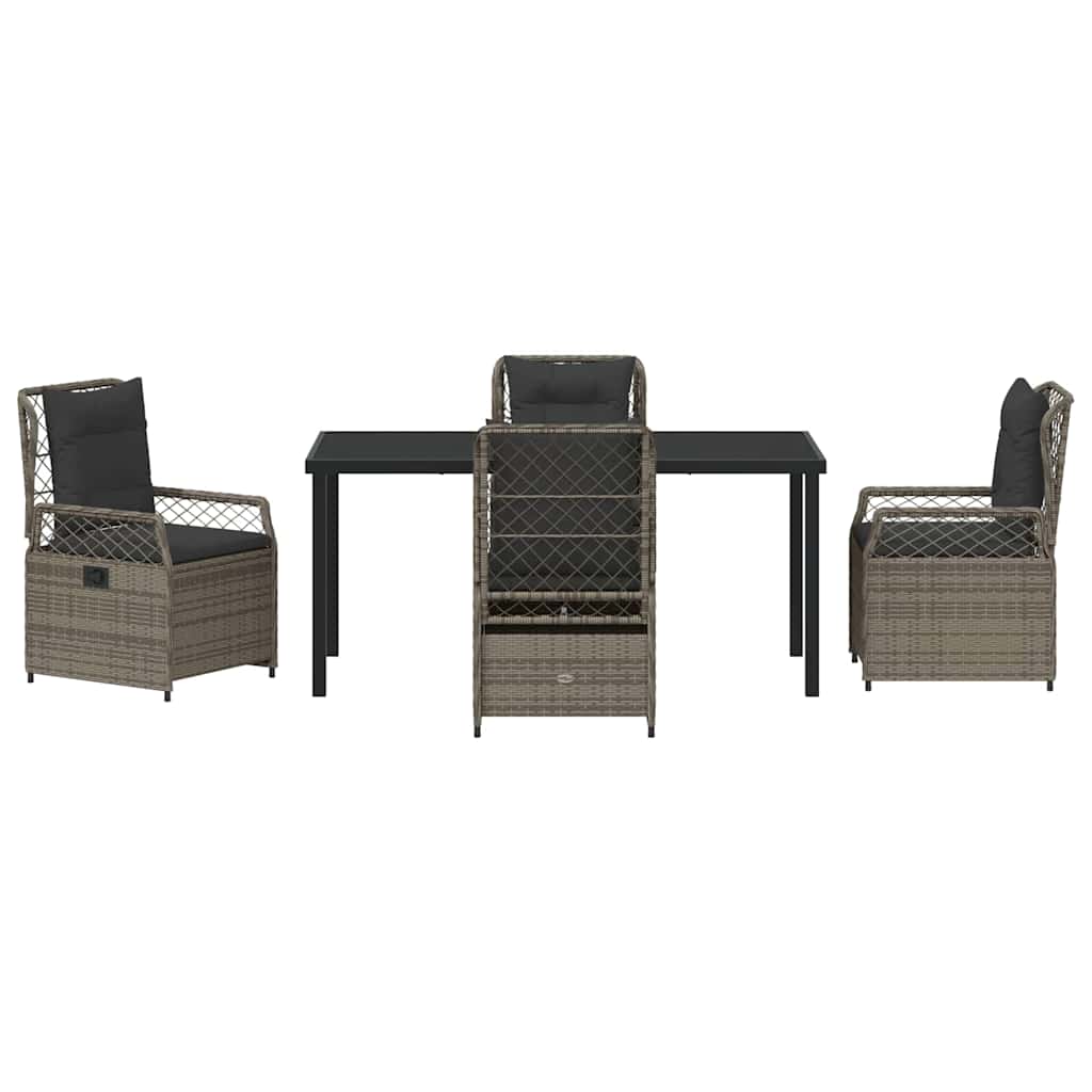 Tuin eettafelset 5 pcs Grijs poly rattan