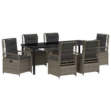 Tuin eettafelset 7 pcs Grijs poly rattan