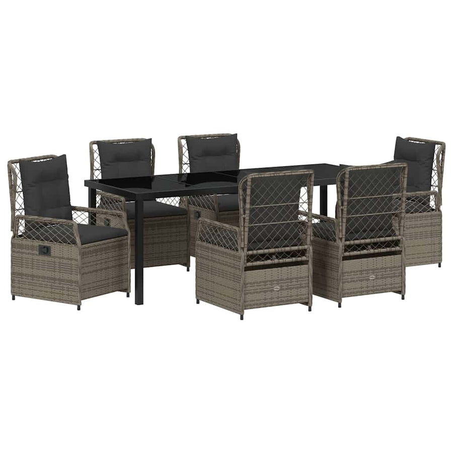 Tuin eettafelset 7 pcs Grijs poly rattan