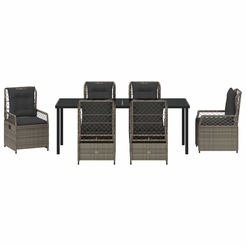Tuin eettafelset 7 pcs Grijs poly rattan