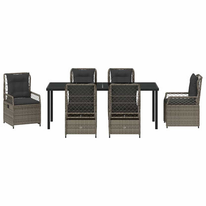 Tuin eettafelset 7 pcs Grijs poly rattan