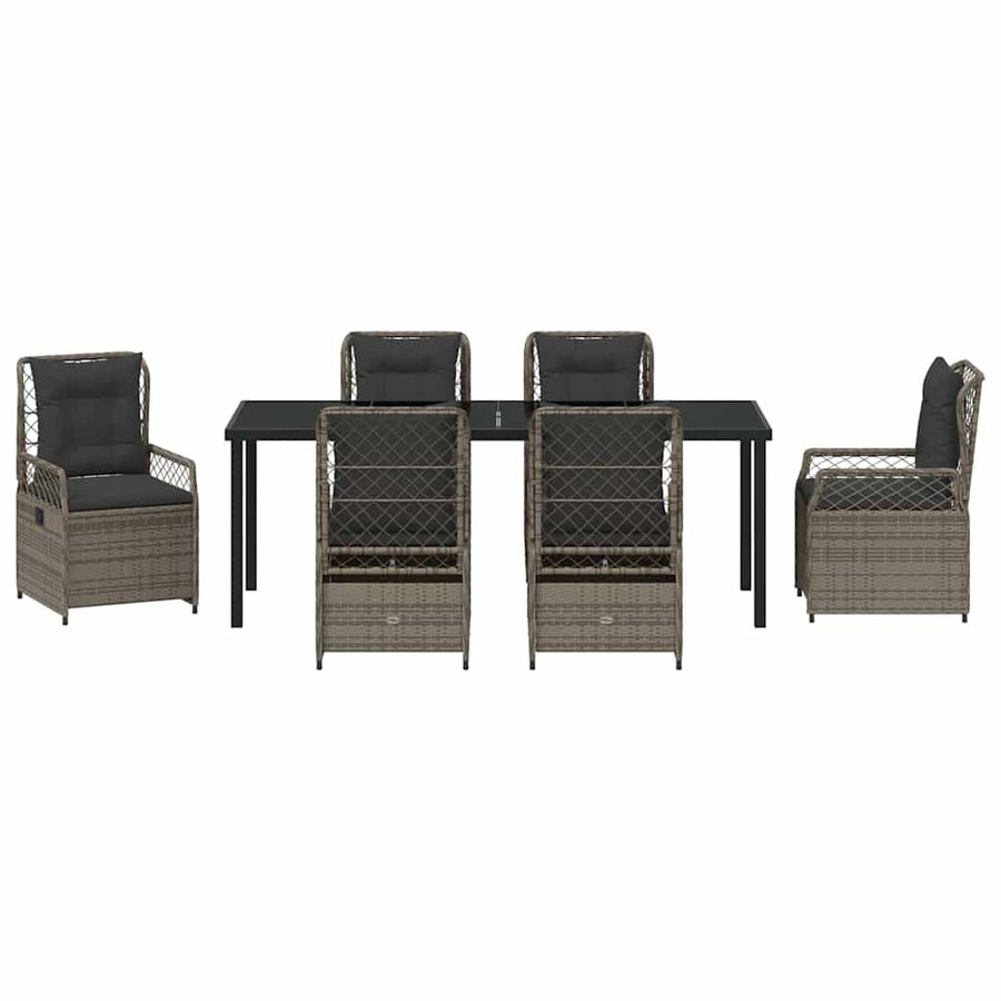 Tuin eettafelset 7 pcs Grijs poly rattan