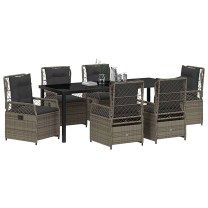 Tuin eettafelset 7 pcs Grijs poly rattan