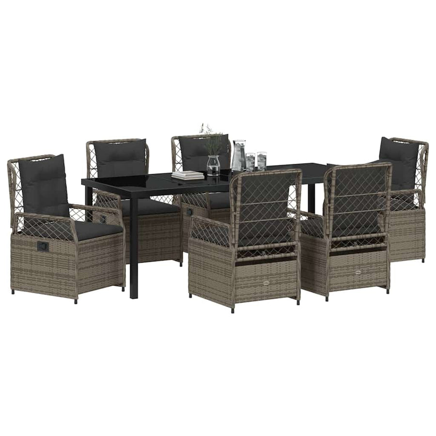 Tuin eettafelset 7 pcs Grijs poly rattan
