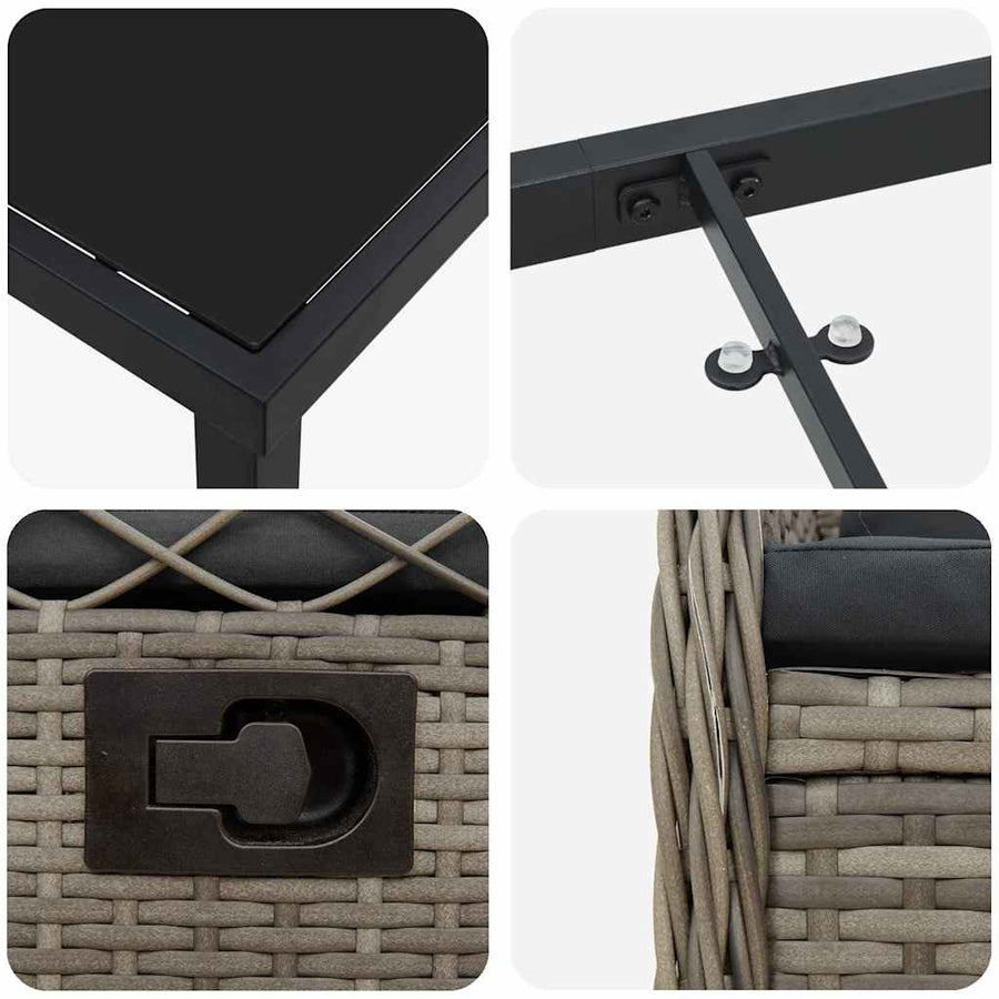 Tuin eettafelset 9 pcs Grijs poly rattan