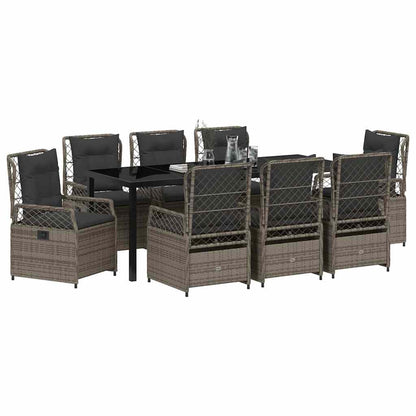 Tuin eettafelset 9 pcs Grijs poly rattan