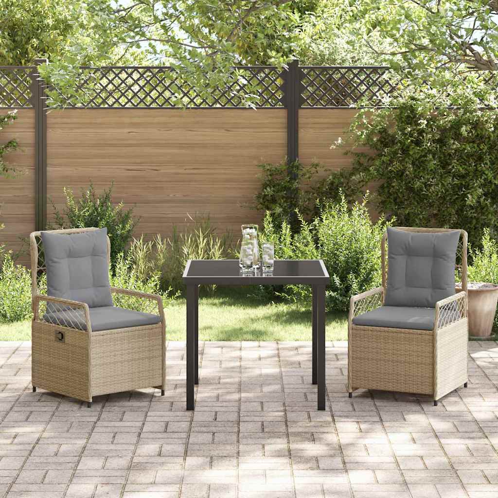 Tuin eettafelset 3 pcs Beige en Licht Grijs poly rattan