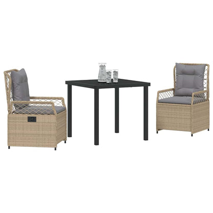 Tuin eettafelset 3 pcs Beige en Licht Grijs poly rattan
