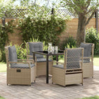 Garden dining set 5 pcs Beige and Light Grey poly rattan