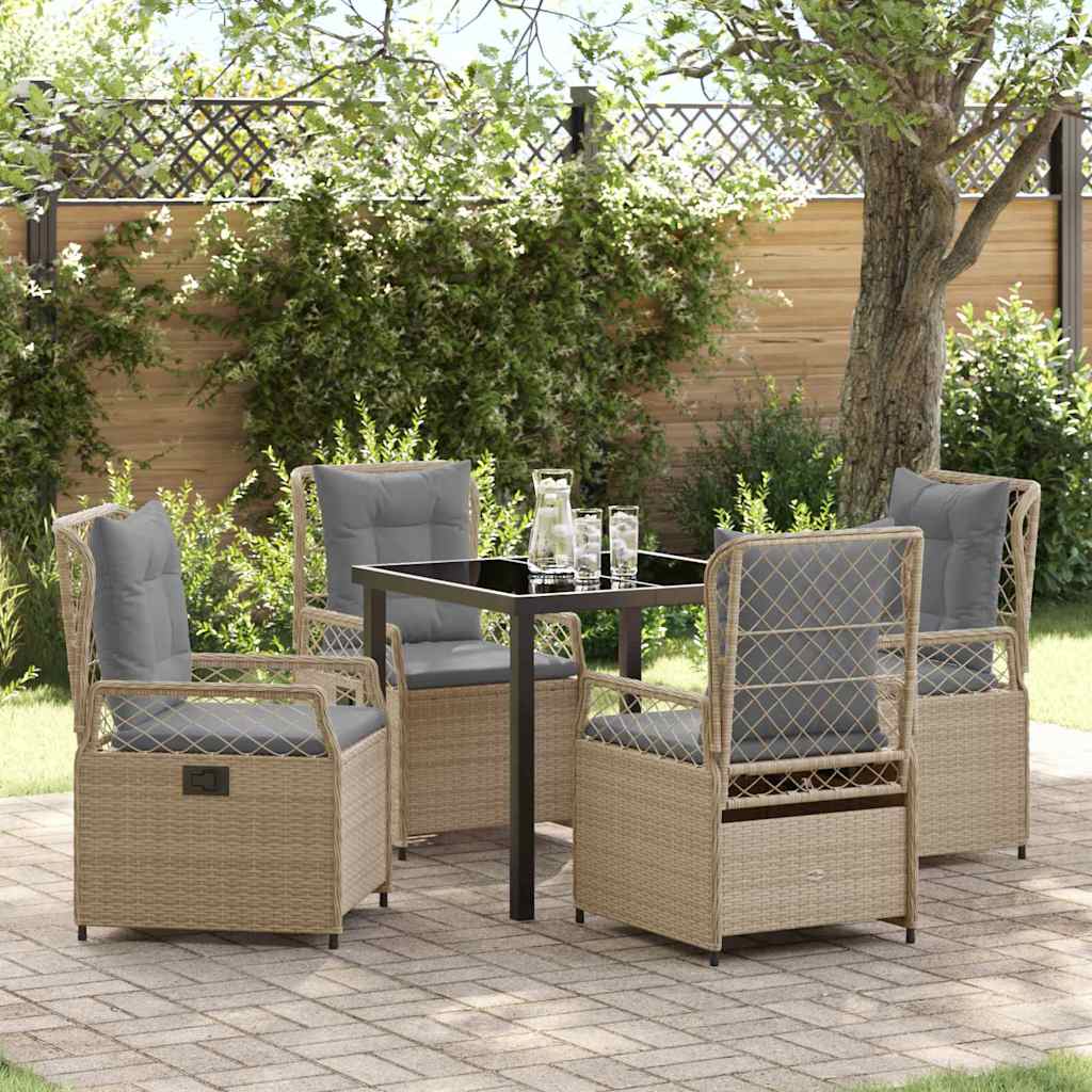 Tuin eettafelset 5 pcs Beige en Licht Grijs poly rattan