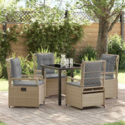 Tuin eettafelset poly rattan 4 personen beige grijs
