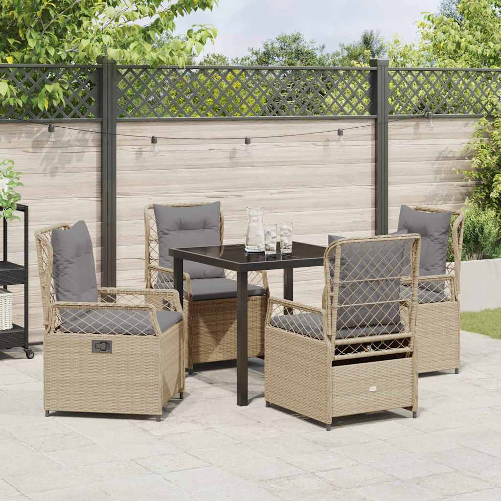 Tuin eettafelset 5 pcs Beige en Licht Grijs poly rattan