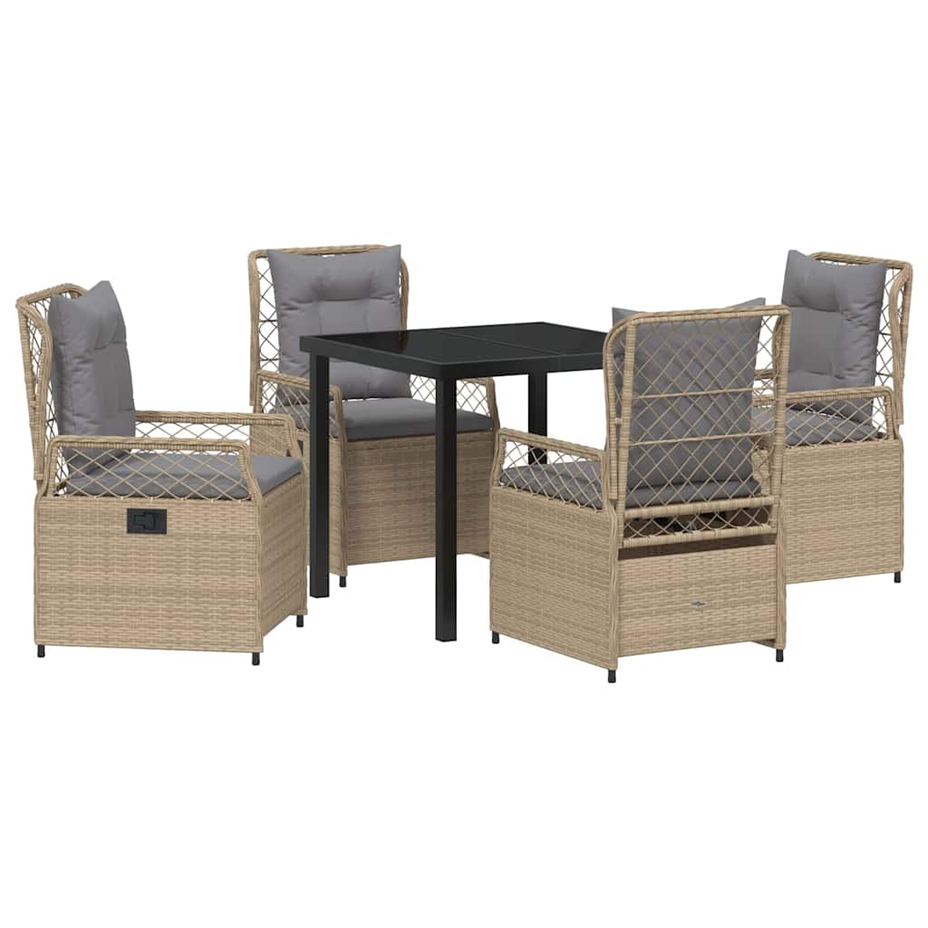 Tuin eettafelset 5 pcs Beige en Licht Grijs poly rattan