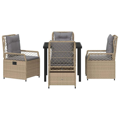 Tuin eettafelset 5 pcs Beige en Licht Grijs poly rattan