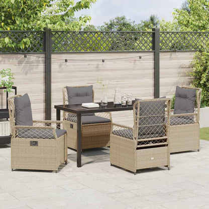 Tuin eettafelset 5 pcs Beige en Licht Grijs poly rattan