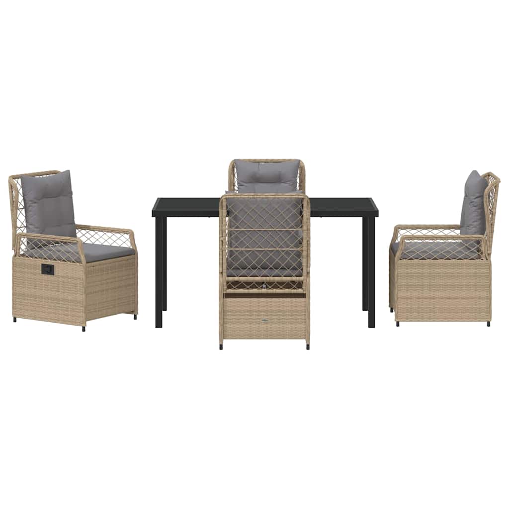 Tuin eettafelset 5 pcs Beige en Licht Grijs poly rattan