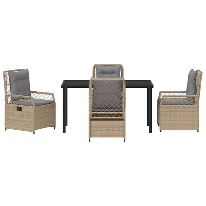 Tuin eettafelset 5 pcs Beige en Licht Grijs poly rattan