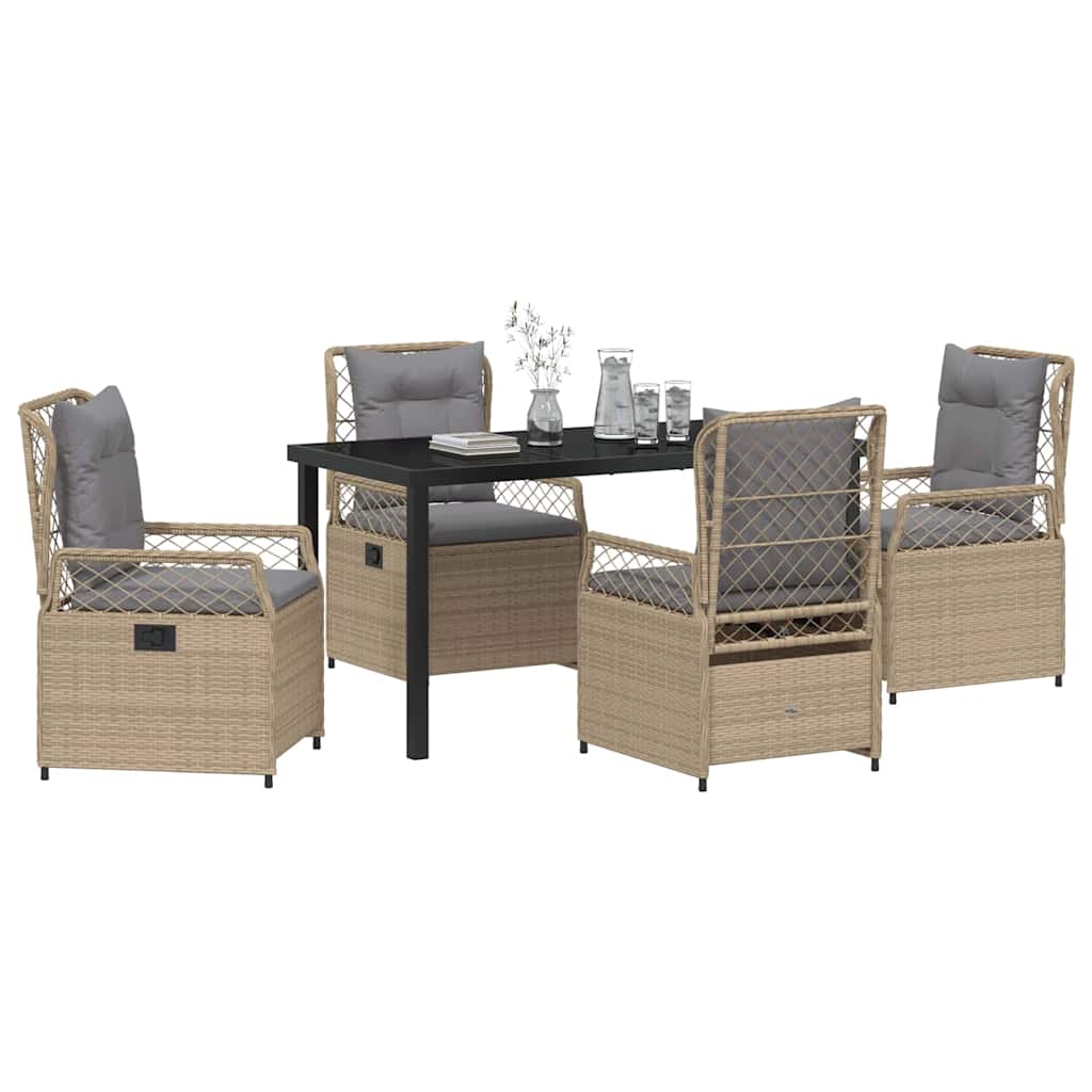 Tuin eettafelset 5 pcs Beige en Licht Grijs poly rattan