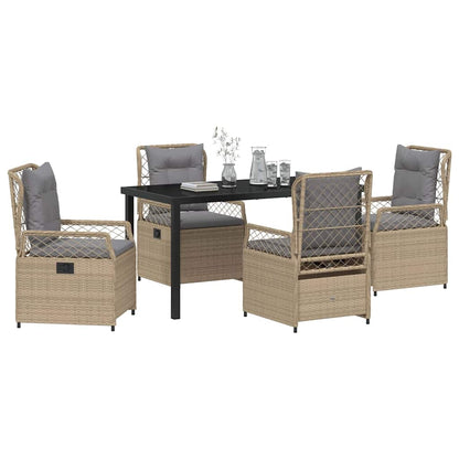 Tuin eettafelset 5 pcs Beige en Licht Grijs poly rattan