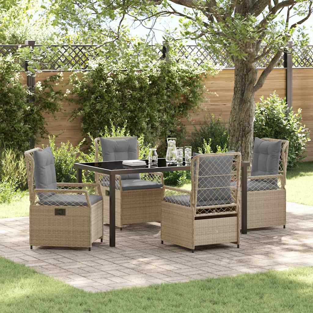 Tuin eettafelset 5 pcs Beige en Licht Grijs poly rattan