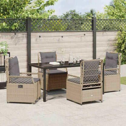 Tuin eettafelset 5 pcs Beige en Licht Grijs poly rattan