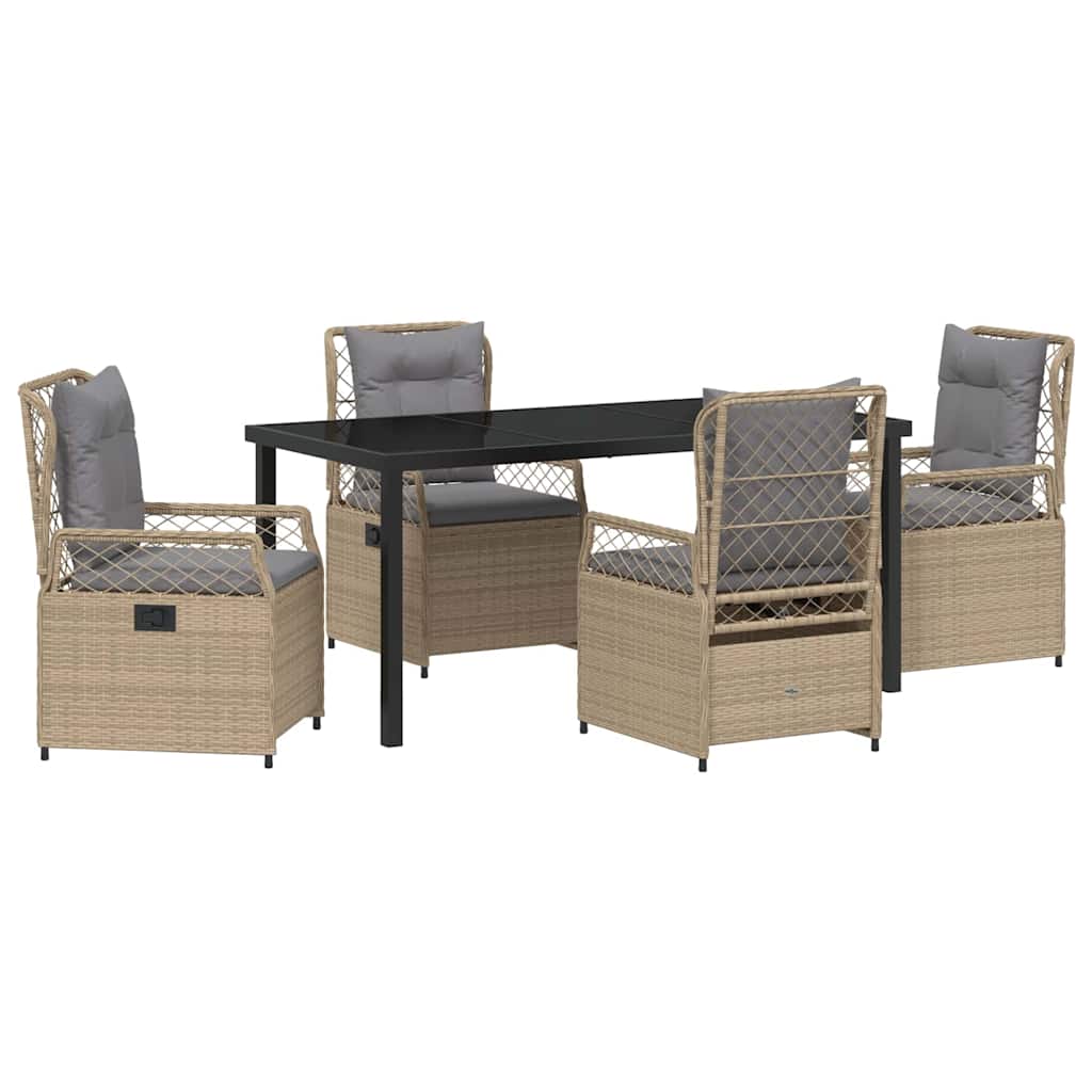 Tuin eettafelset 5 pcs Beige en Licht Grijs poly rattan