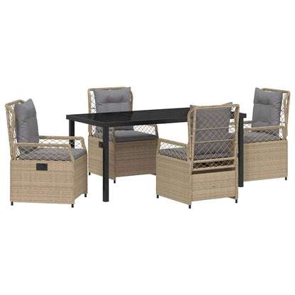 Tuin eettafelset 5 pcs Beige en Licht Grijs poly rattan