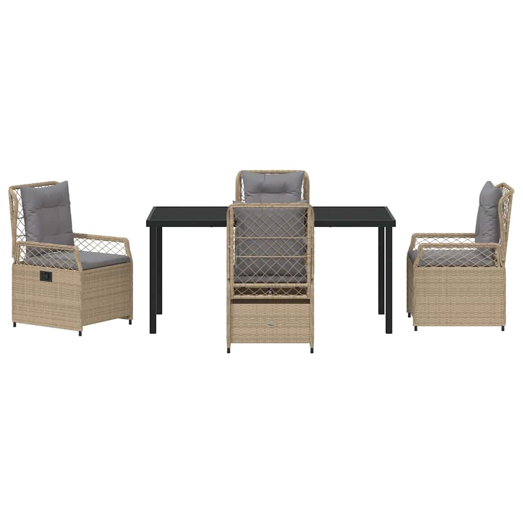 Tuin eettafelset 5 pcs Beige en Licht Grijs poly rattan