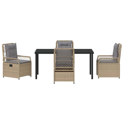 Tuin eettafelset 5 pcs Beige en Licht Grijs poly rattan