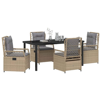 Tuin eettafelset 5 pcs Beige en Licht Grijs poly rattan