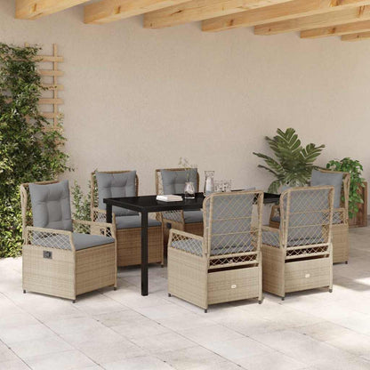 Tuin eettafelset 7 pcs Beige en Licht Grijs poly rattan