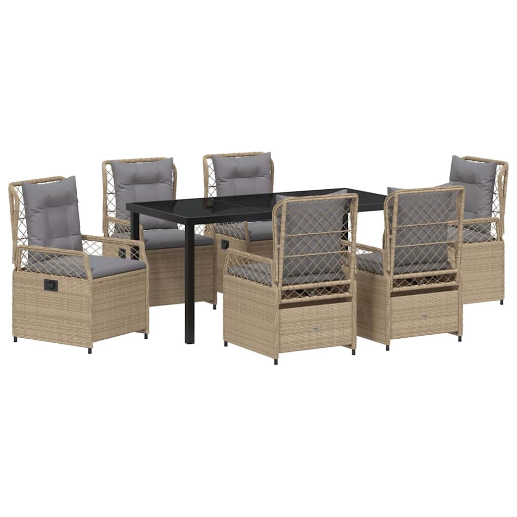 Tuin eettafelset 7 pcs Beige en Licht Grijs poly rattan