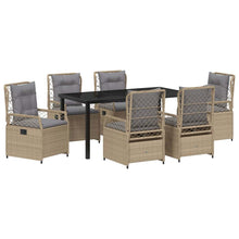 Tuin eettafelset 7 pcs Beige en Licht Grijs poly rattan