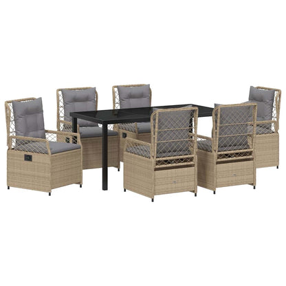 Tuin eettafelset 7 pcs Beige en Licht Grijs poly rattan