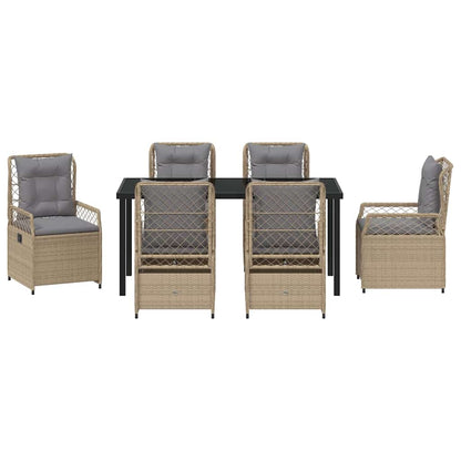 Tuin eettafelset 7 pcs Beige en Licht Grijs poly rattan