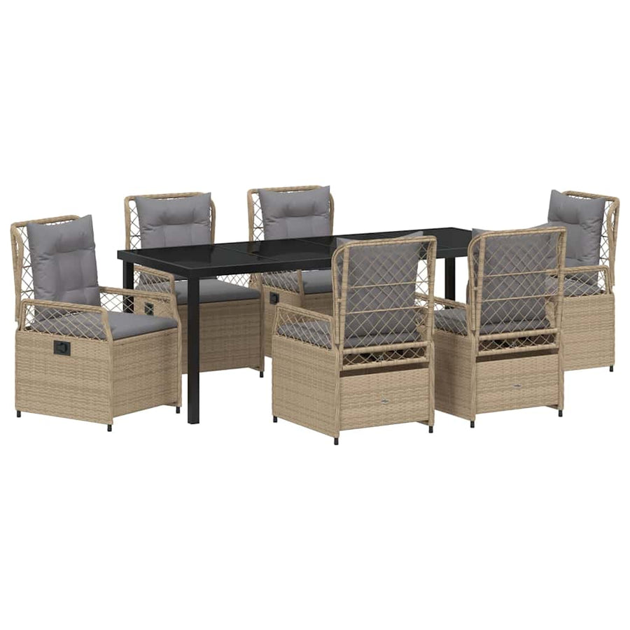 Tuin eettafelset 7 pcs Beige en Licht Grijs poly rattan