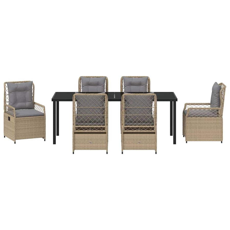 Tuin eettafelset 7 pcs Beige en Licht Grijs poly rattan