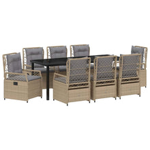 Tuin eettafelset 9 pcs Beige en Licht Grijs poly rattan