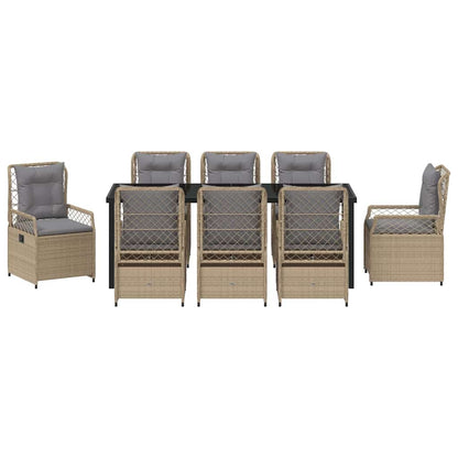 Tuin eettafelset 9 pcs Beige en Licht Grijs poly rattan