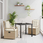 Garden Dining Table Set 3 pcs Beige and Cream White poly rattan